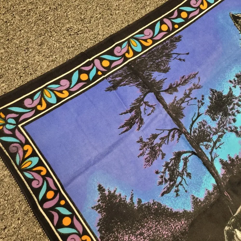 Wolf Tapestry Wall Hanging Blue Moon Wildlife Cabin Lodge Southwestern Decor